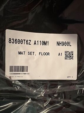 Honda Floor Mats (3) Ridgeline Black Edition 83600T6Z A110M1 NH900L SEALED NIB